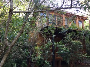 Design-mökki, 1 suuri parisänky, tupakointi kielletty, näköala puistoon | 1 makuuhuone, ylelliset vuodevaatteet, untuvapeitot