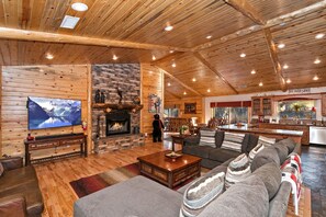 TV, fireplace, foosball, table tennis