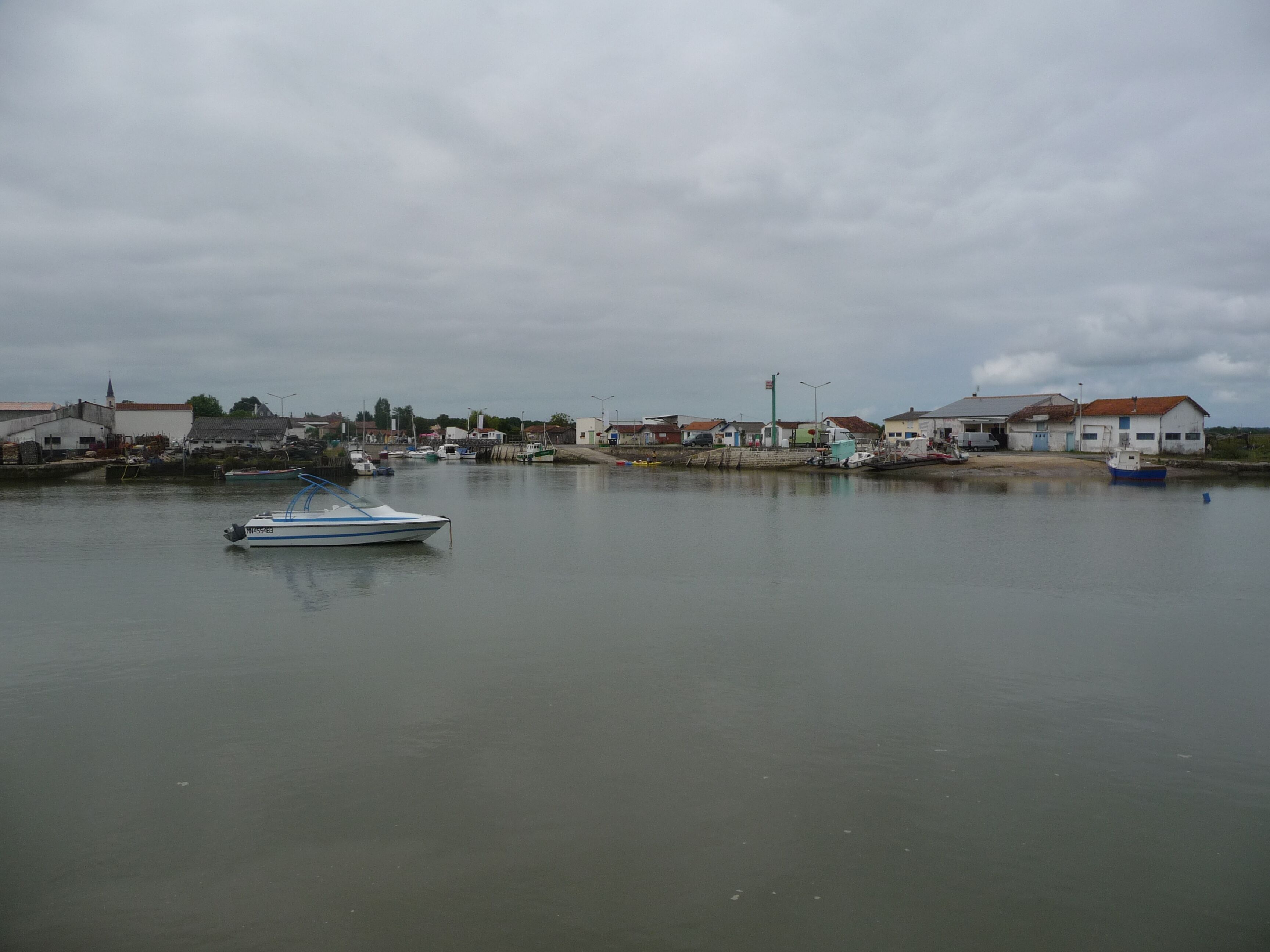 A harbor with boats and buildings along the water.