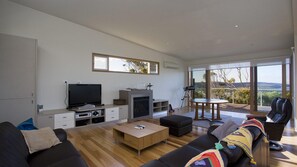 TV, DVD player, music library
