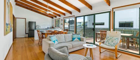 Televisión, chimenea, reproductor de DVD, libros