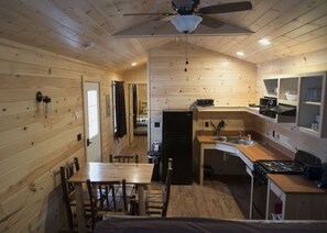 Fridge, microwave, oven, stovetop - Cabin # 2 of 4 at Oak Park Marina-on beautiful Sodus Bay! Weddings & Vacations (North Rose)