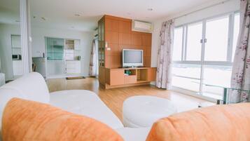 Flat-screen TV, DVD player