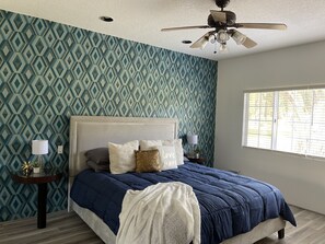 2 bedrooms, desk, iron/ironing board, travel crib