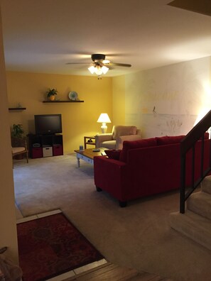 TV, DVD player, books