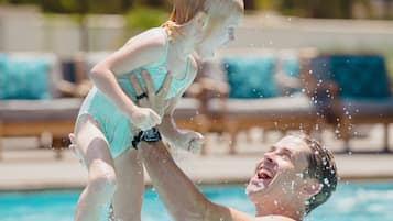 2 outdoor pools, open 10:00 AM to 9:00 PM, pool umbrellas, sun loungers