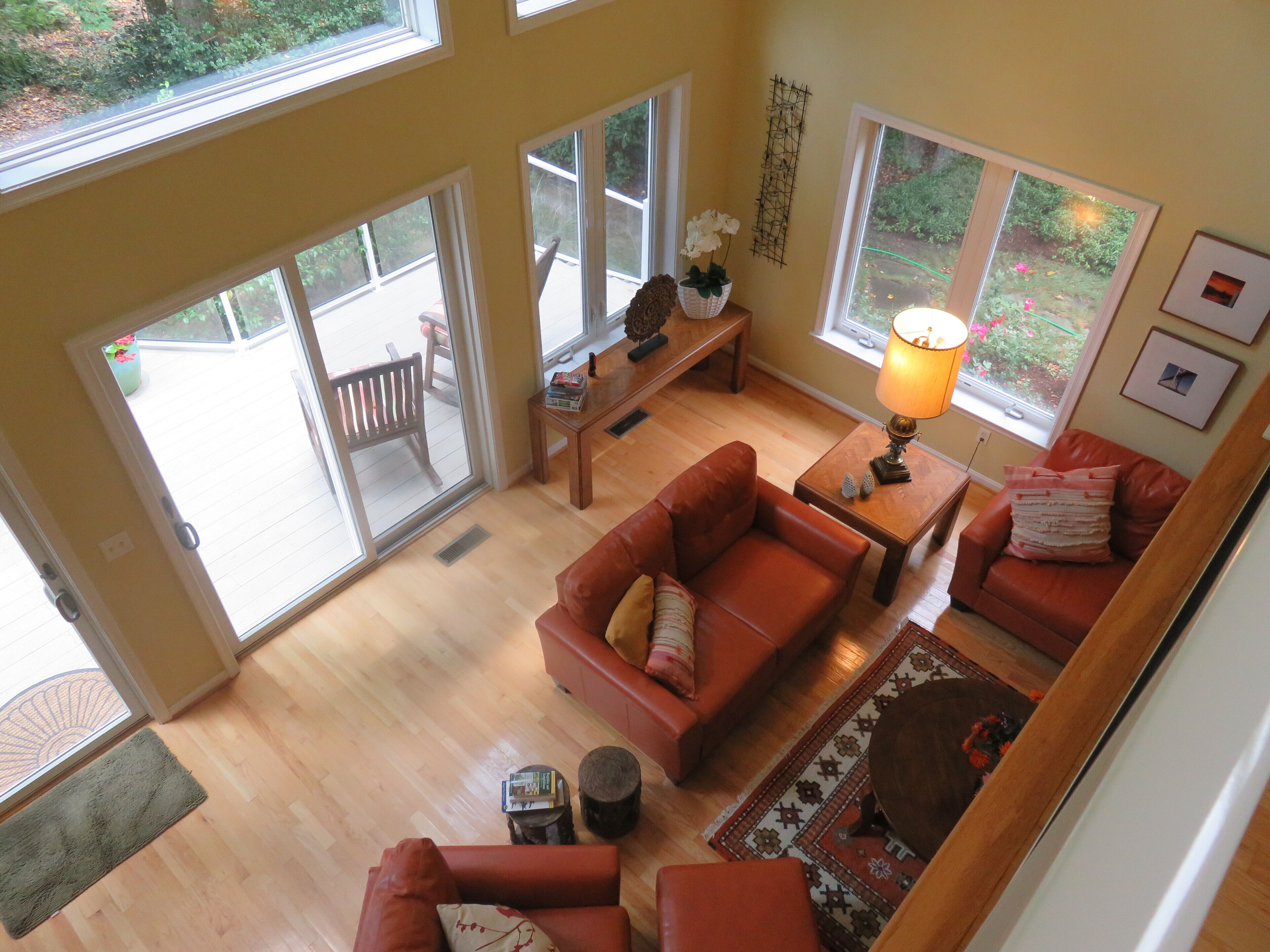 Smart TV, caminetto, lettore DVD, libri