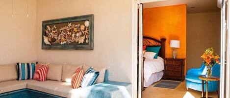 The main bedroom also opens onto the patio.