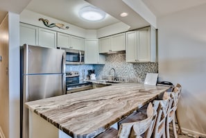 Fridge, microwave, oven, dishwasher