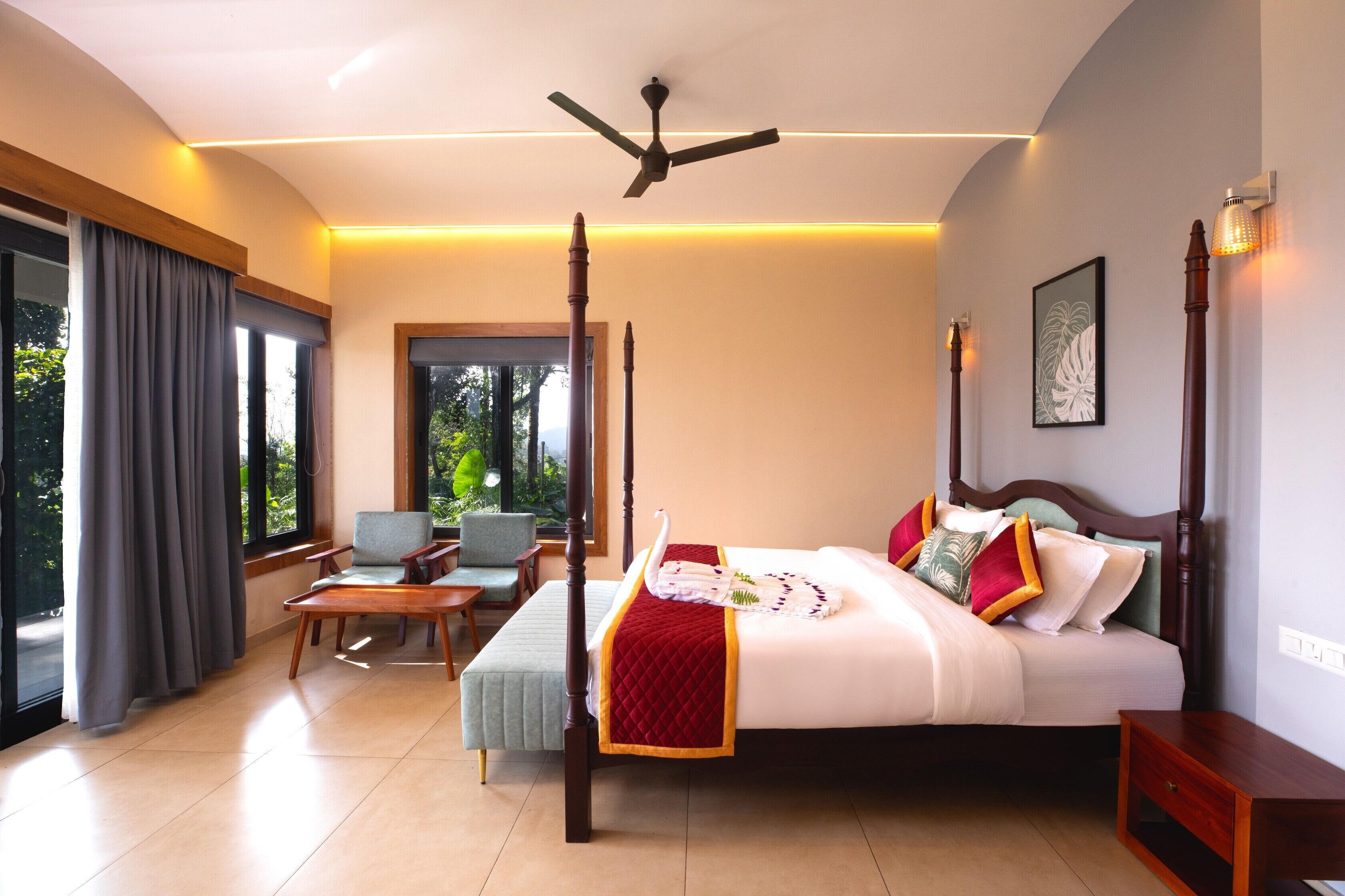 Cabana clàssica, vistes a la vall | Roba de llit 