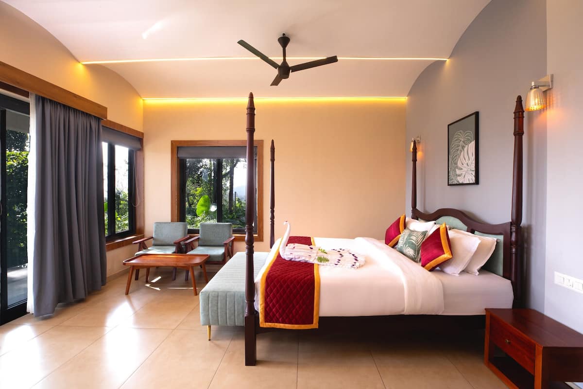 Cabana clàssica, vistes a la vall | Roba de llit