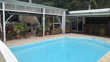 Indoor pool, pool umbrellas