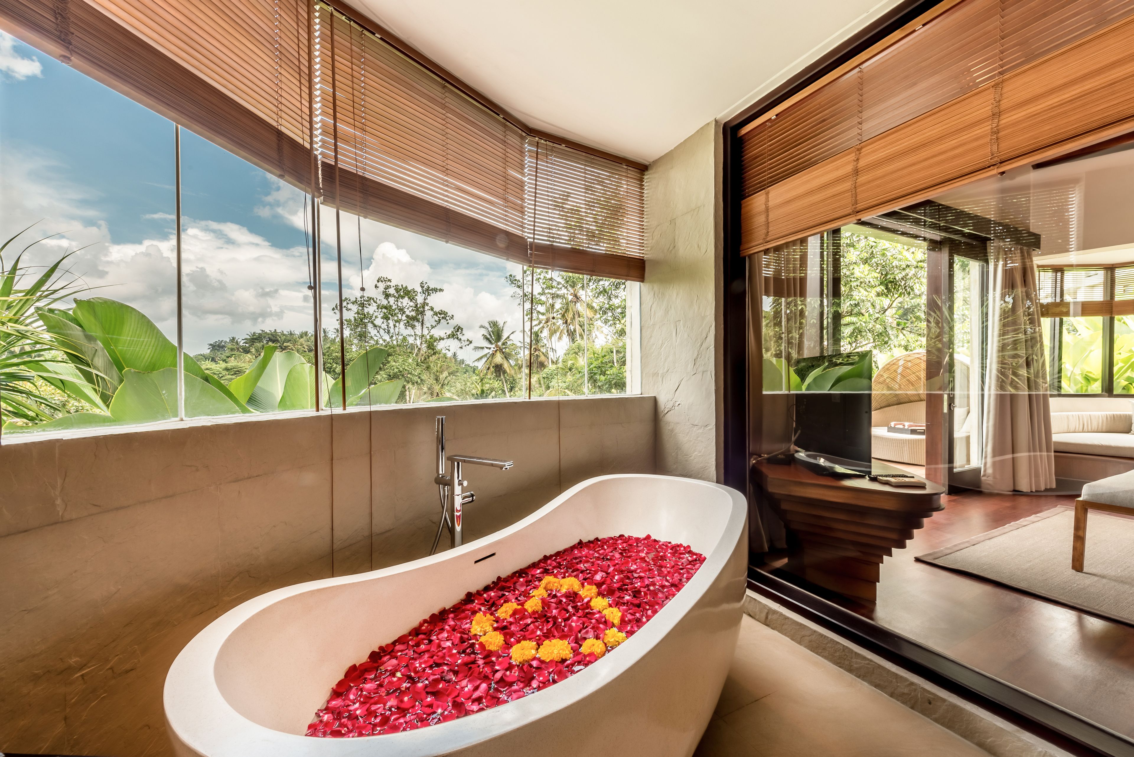 courtyard villa | bathroom | free toiletries, hair dryer, bathrobes, slippers