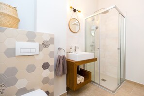 Regadera, secadora de cabello, bidet, toallas 