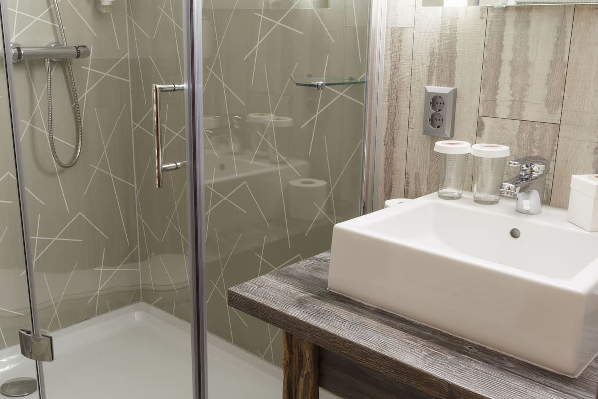 shower, free toiletries, hair dryer, slippers