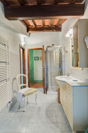 Shower, hair dryer, bidet, towels - L'Aia, two bedrooms apartment in the Chianti area with A/C and swimming pool (Tavarnelle Val di Pesa)