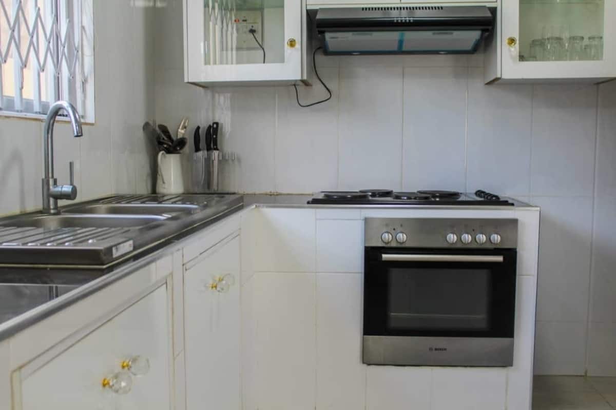 Fridge, microwave, oven, cookware/dishes/utensils
