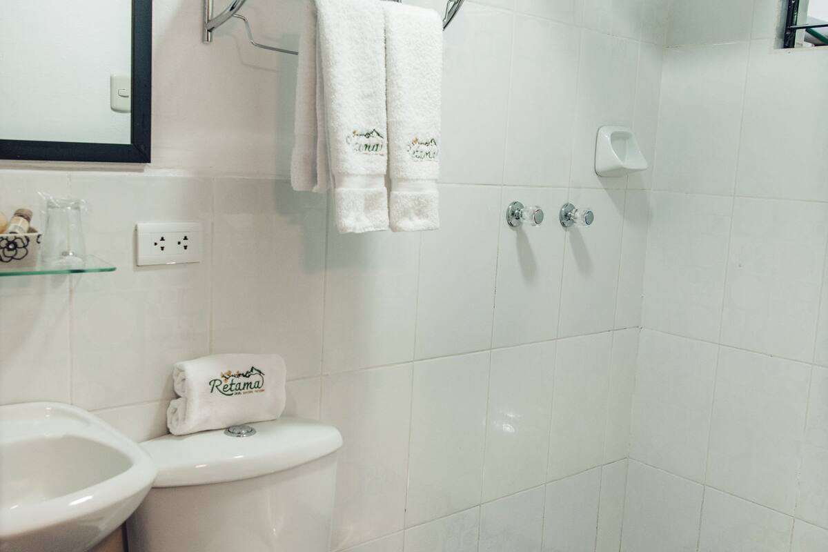 standard single room | bathroom | shower, free toiletries, towels