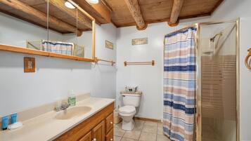 Suihku, hiustenkuivaaja, pyyhkeet, saippua