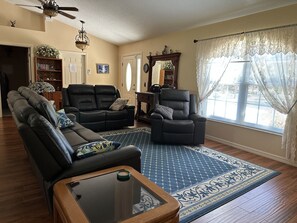 Smart TV, DVD player, books, video library