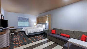 Suite, 1 Bedroom | Desk, laptop workspace, blackout drapes, iron/ironing board