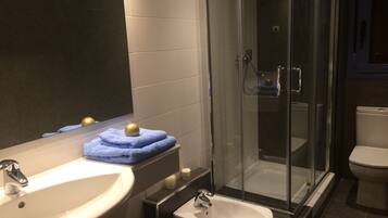 Ensemble douche/baignoire, sĂšche-cheveux, bidet, serviettes fournies