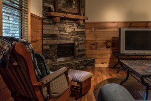 TV, fireplace, table football
