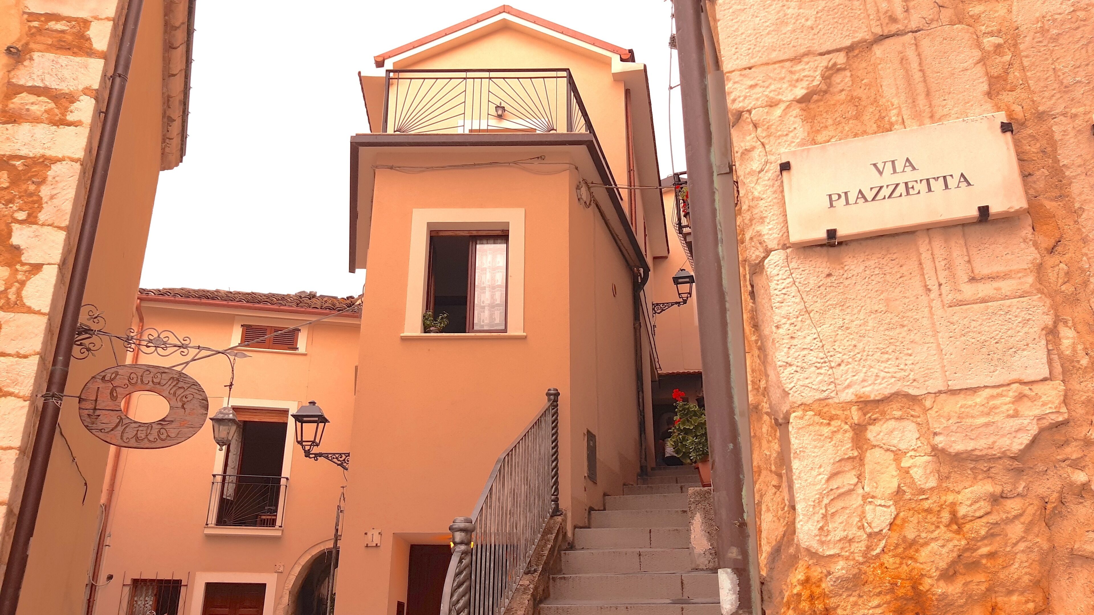 panoramic house in medieval village, in Majella National Park, mountain and sea