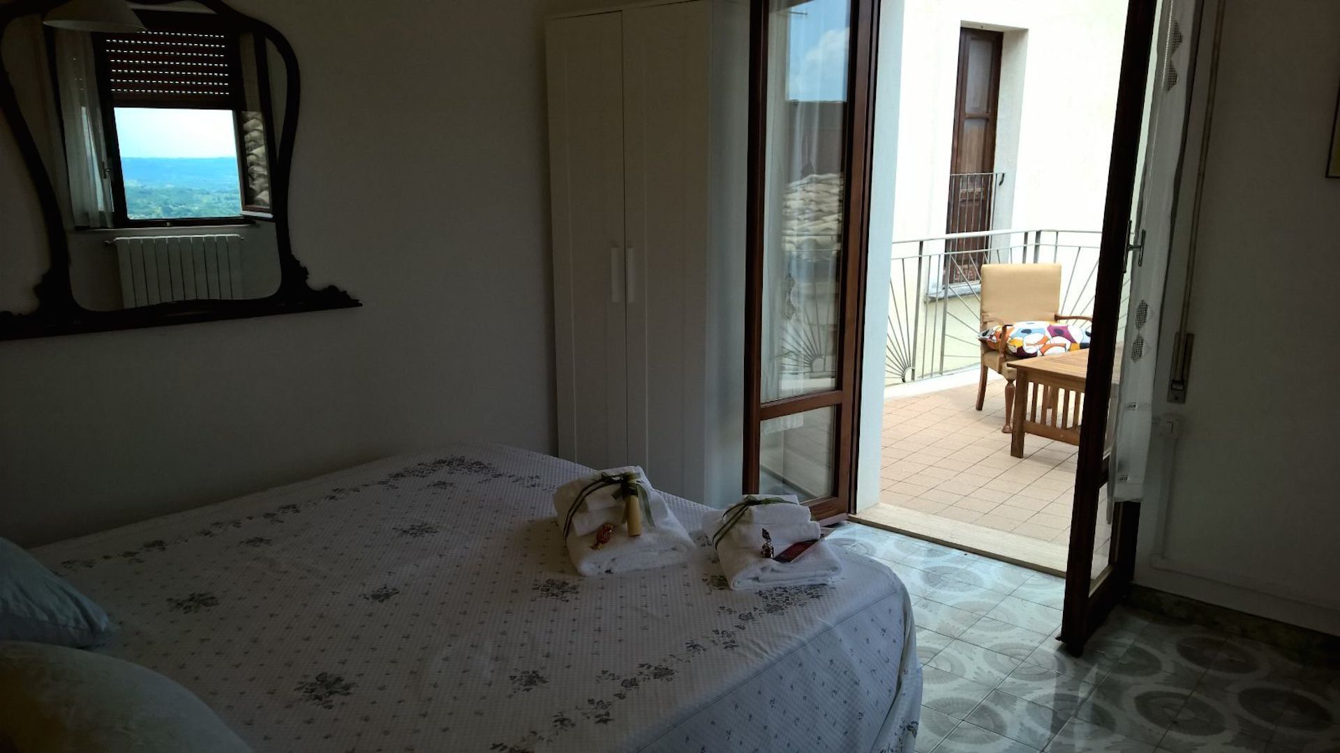 panoramic house in medieval village, in Majella National Park, mountain and sea