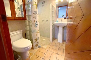 淋浴设施、吹风机、毛巾、肥皂