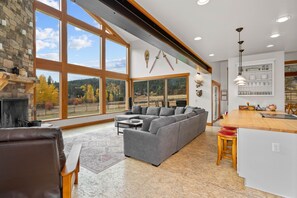 Smart TV, fireplace, DVD player, books