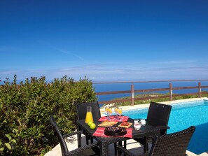 Outdoor dining - Family Cosy Villa Imera with breathtaking ionian sunset sea view! (Lefkada)