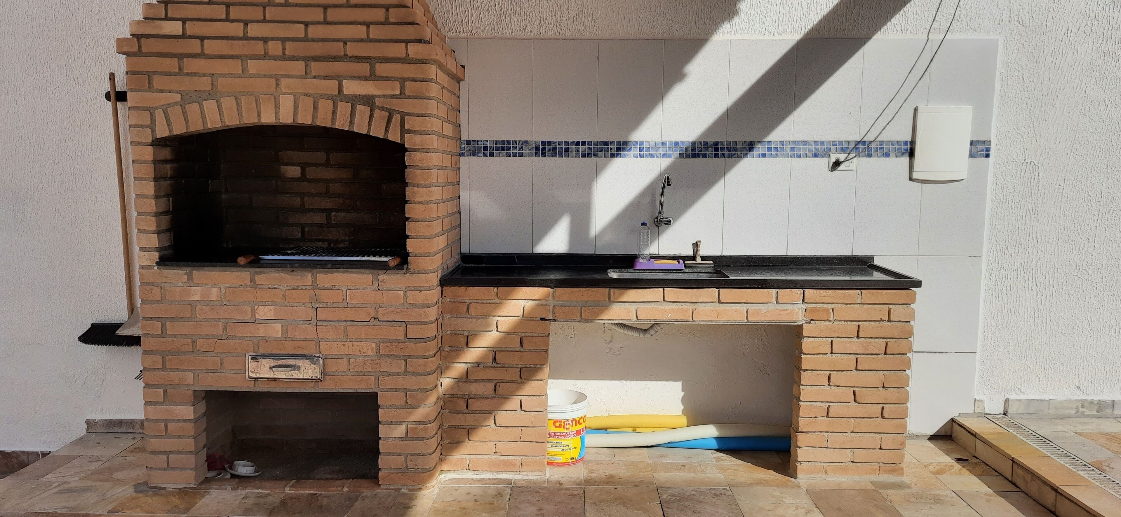 Beach house with pool and barbecue.