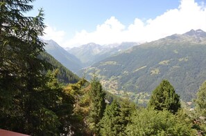 Eine gebirgige Landschaft mit dichten Wäldern und einem Tal.