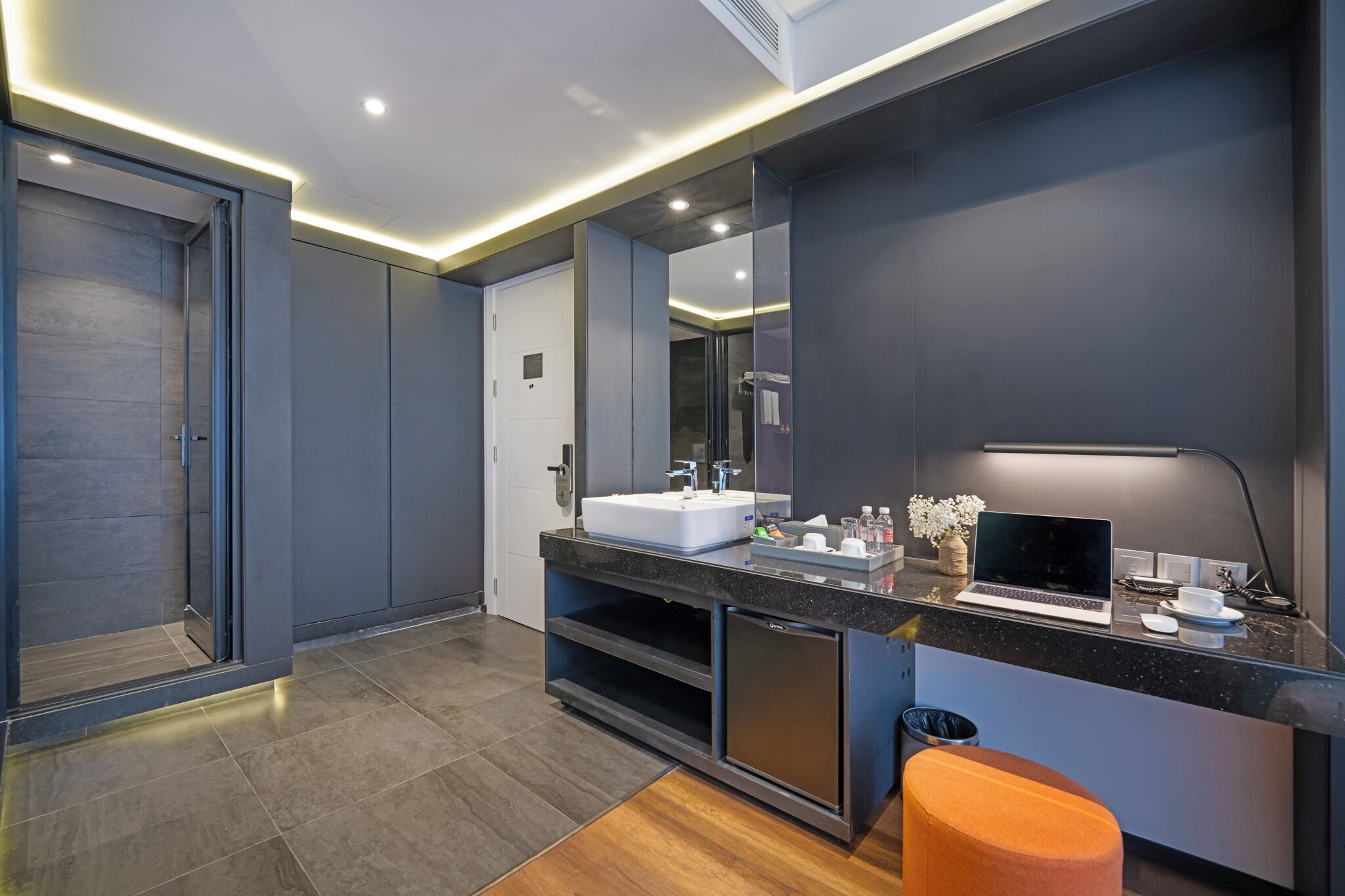 superior twin room with balcony | bathroom | designer toiletries, hair dryer, bathrobes, slippers