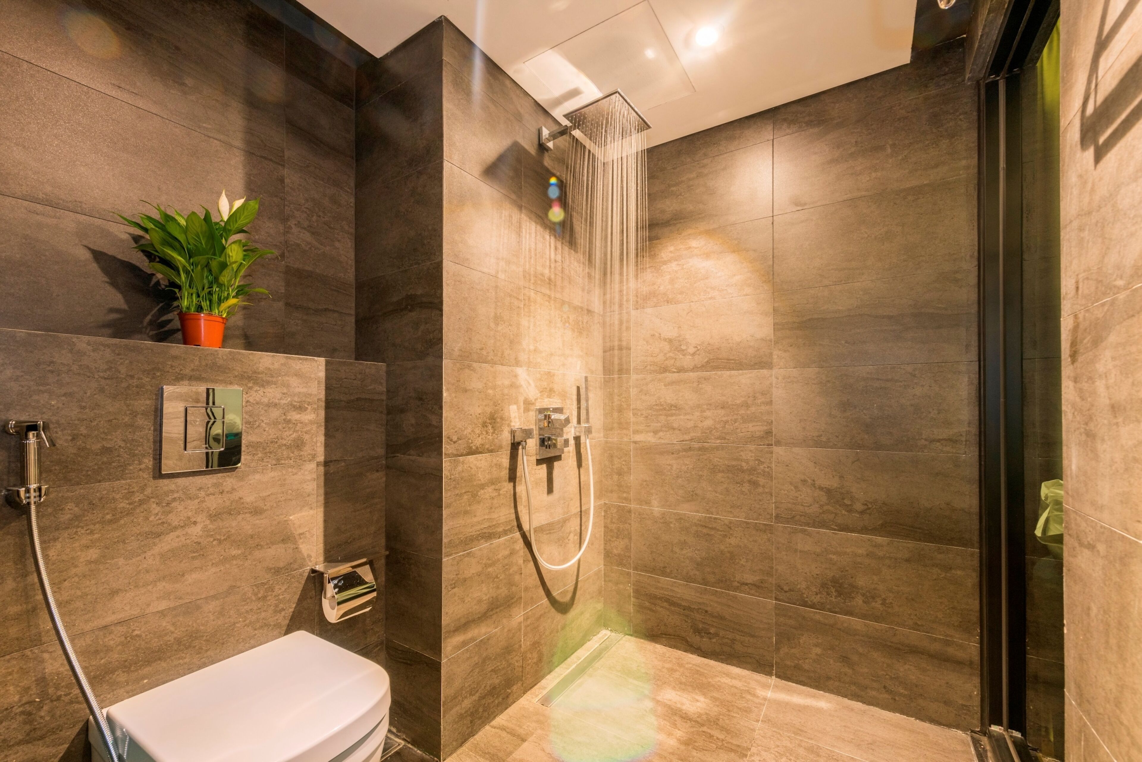 the code studio with sea view | bathroom | designer toiletries, hair dryer, bathrobes, slippers