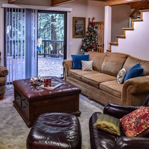 Living area - This 2 bed, 1.5 bath cottage is Rustic, comfortable and cozy! (Long Barn)
