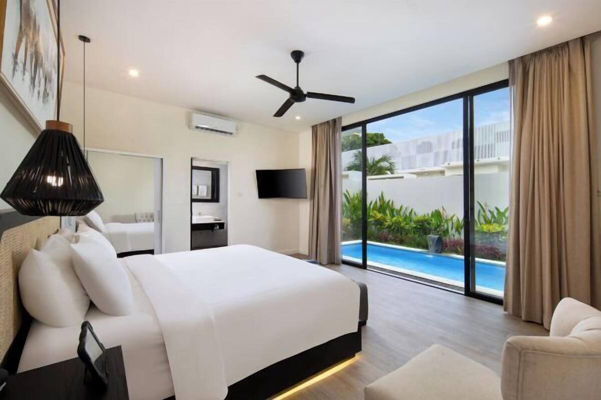 1 quarto, cofres nos quartos, cortinas blackout, quartos à prova de som