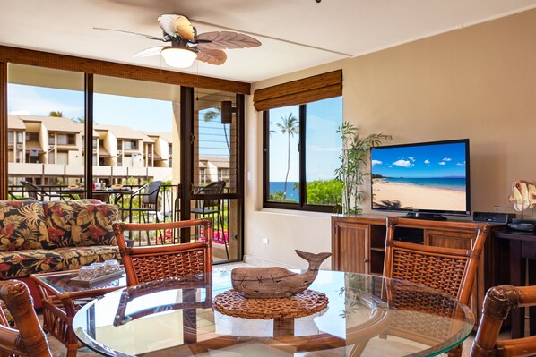 Smart TV, DVD player, ping pong, books