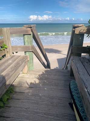 Walk along the boardwalk to the ocean's edge.