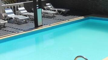 Outdoor pool, pool loungers