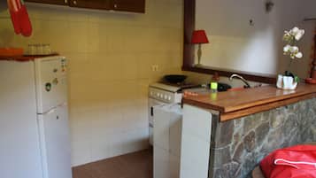 apartman | Privát konyha | Hűtőszekrény, mikrohullámú sütő, sütő és főzőlap