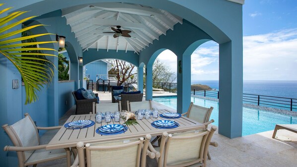 Outdoor dining - Ballena Blue: Panoramic Views! New Pool! (St. John)