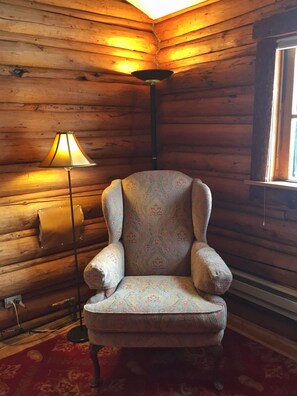 Reading chair in bedroom.