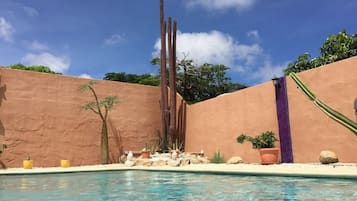 Outdoor pool, pool loungers