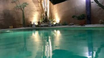 Outdoor pool, pool loungers