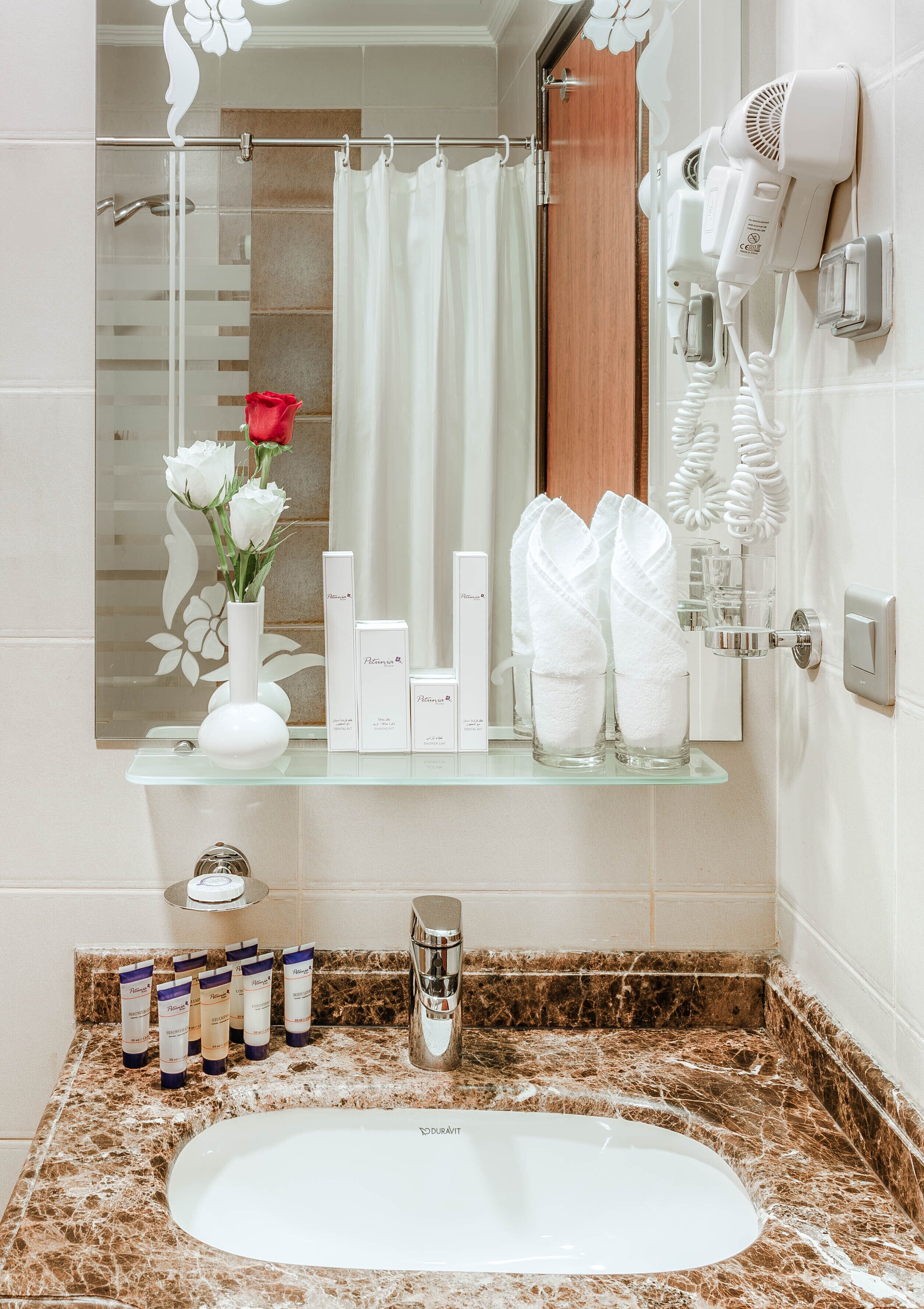 shower, free toiletries, hair dryer, bathrobes