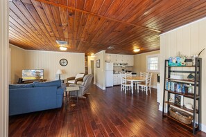 TV, DVD player, books, music library