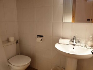 Doppelzimmer | Badezimmer | Dusche, kostenlose Toilettenartikel, Handtücher