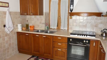 Fridge, oven, stovetop, coffee/tea maker